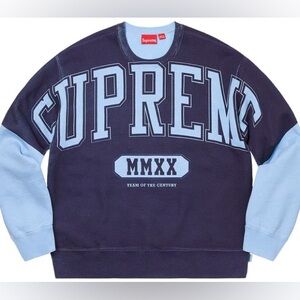 Supreme Overprint Crewneck 'Ice Blue'